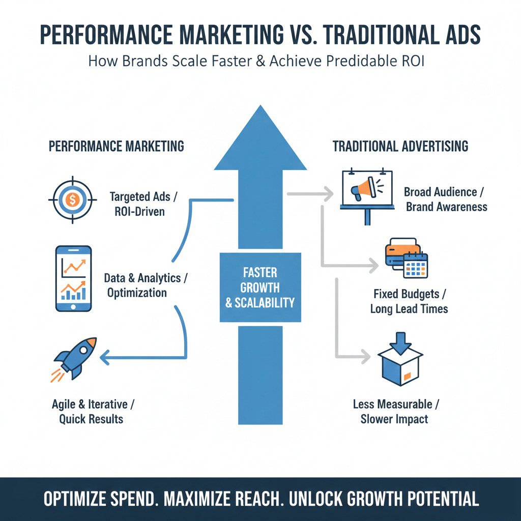 Read more about the article How Performance Marketing Helps Brands Scale Faster Than Traditional Ads